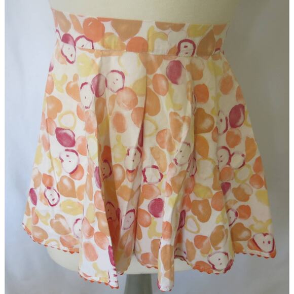 VINTAGE 1950/1960 Half Apron Handmade Apple/Lemon/Orange Pocket Ric Rac Farm - Picture 1 of 8